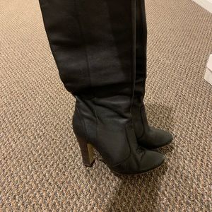 Knee high leather boots with 3 inch heel